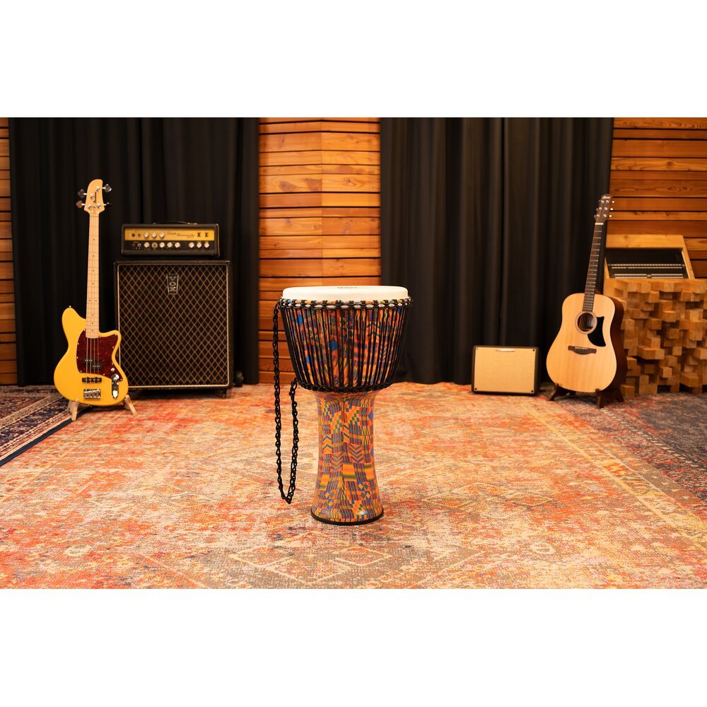 Meinl Rope-tuned Travel Djembe with Synthetic Head - 14" - Kenyan Quilt - Image 9
