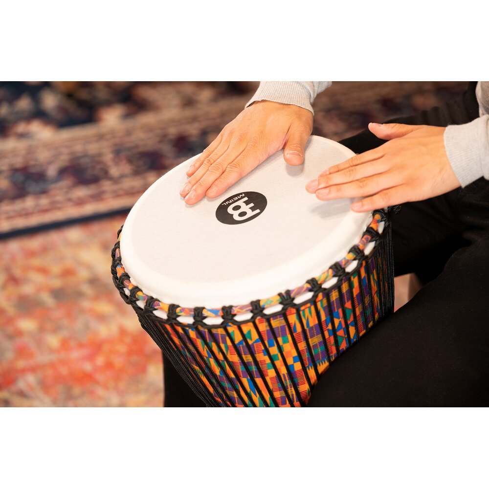 Meinl Rope-tuned Travel Djembe with Goatskin Head - 12" x 24" - Kenyan Quilt - Image 5