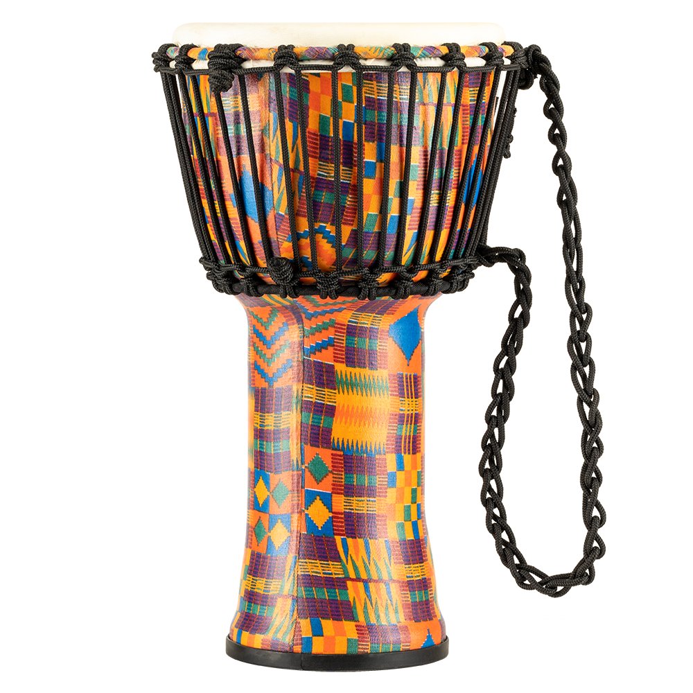 Meinl Rope-tuned Travel Djembe with Goatskin Head - 8" - Kenyan Quilt - Image 1