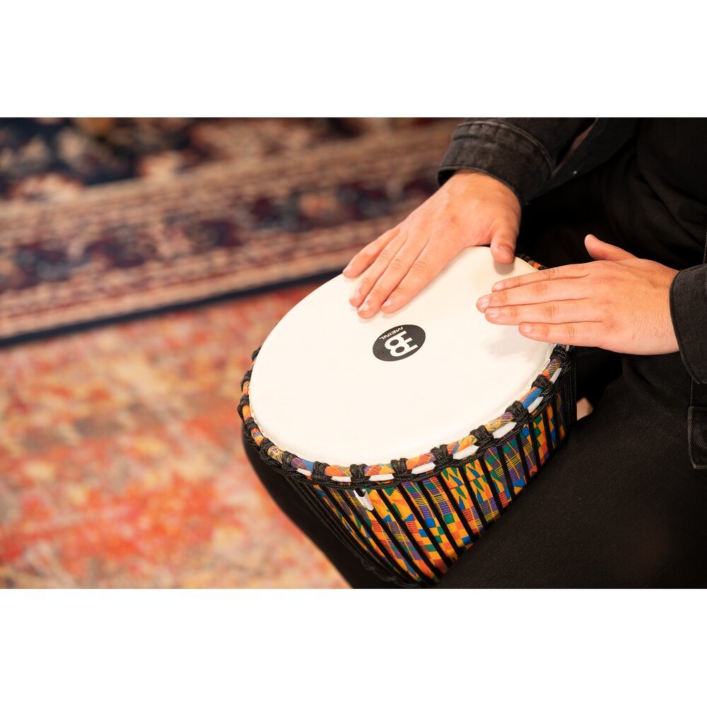 Meinl Rope-tuned Travel Djembe with Synthetic Head - 10" x 20" - Kenyan Quilt - Image 5
