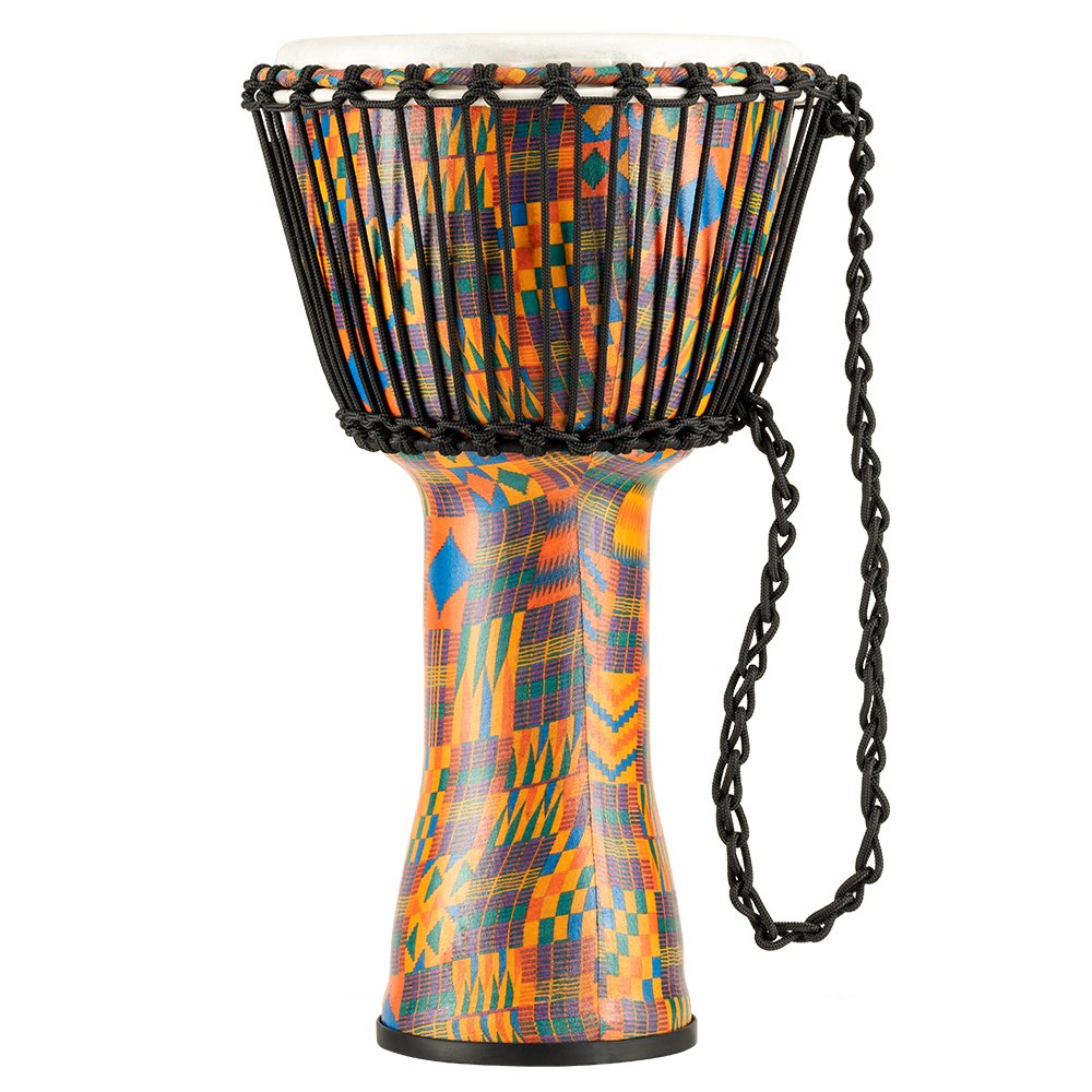 Meinl Rope-tuned Travel Djembe with Synthetic Head - 10" x 20" - Kenyan Quilt - Image 1