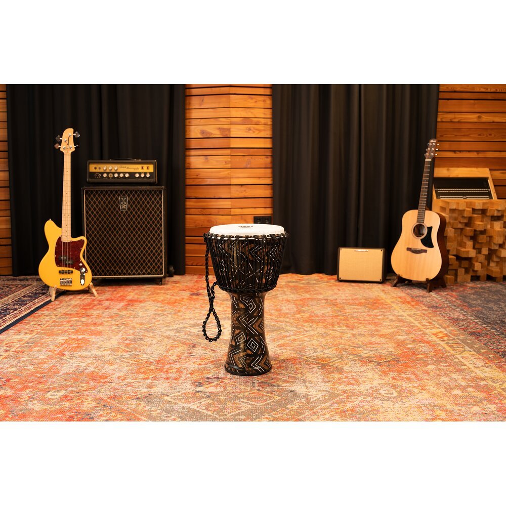Meinl Rope-tuned Travel Djembe with Synthetic Head - 12" x 24" - Kanga Sarong - Image 9