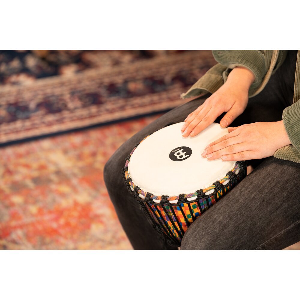 Meinl Rope-tuned Travel Djembe with Synthetic Head - 8" - Kenyan Quilt - Image 5