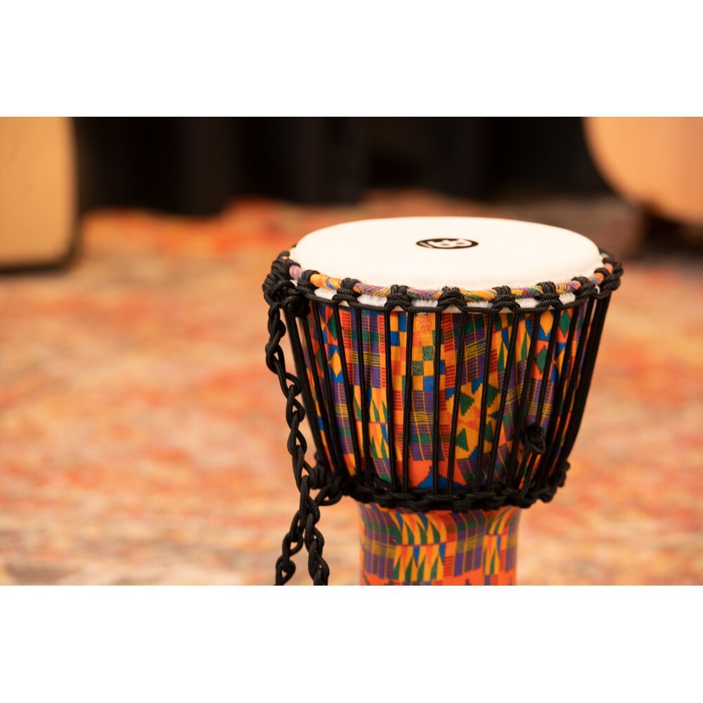 Meinl Rope-tuned Travel Djembe with Synthetic Head - 8" - Kenyan Quilt - Image 8