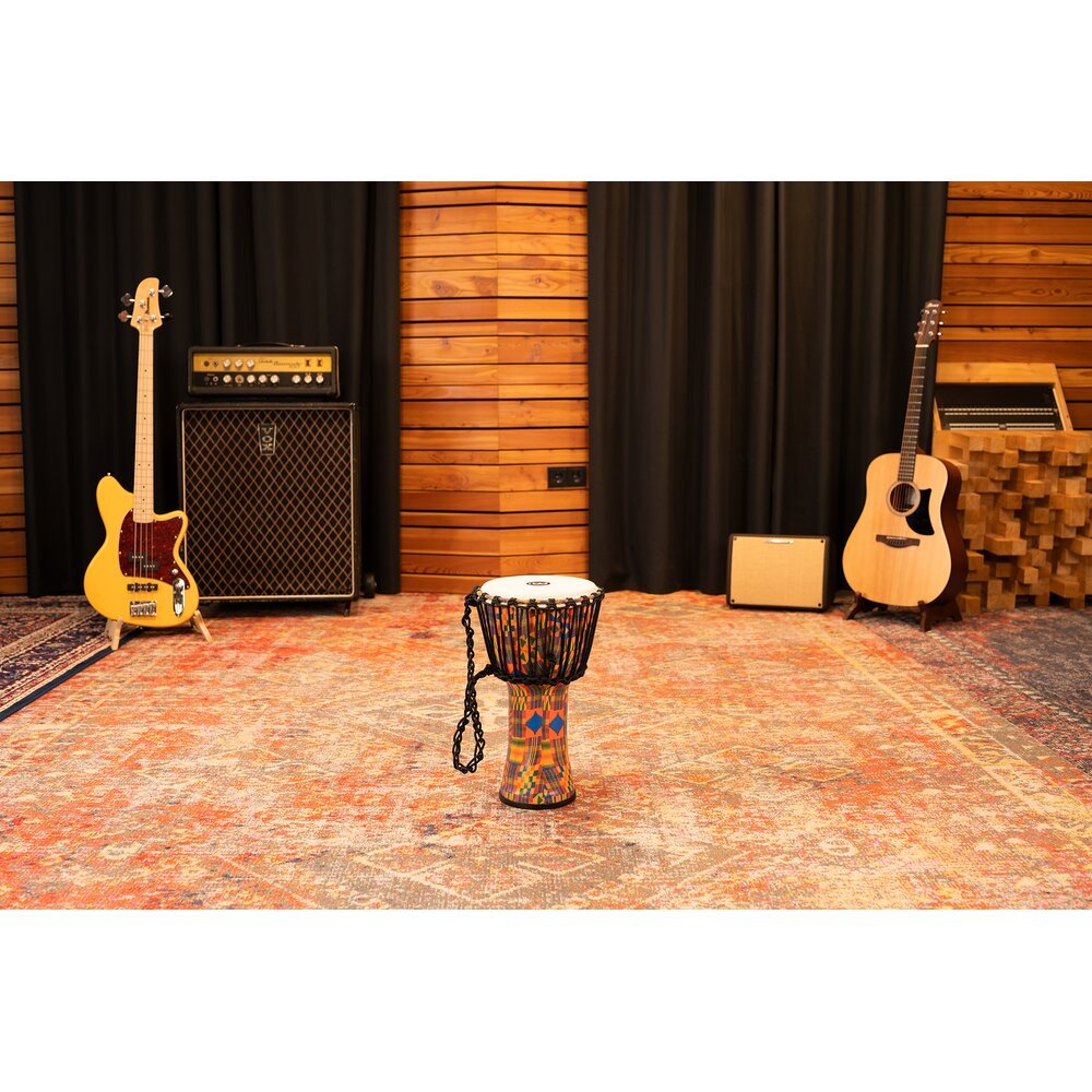 Meinl Rope-tuned Travel Djembe with Synthetic Head - 8" - Kenyan Quilt - Image 9
