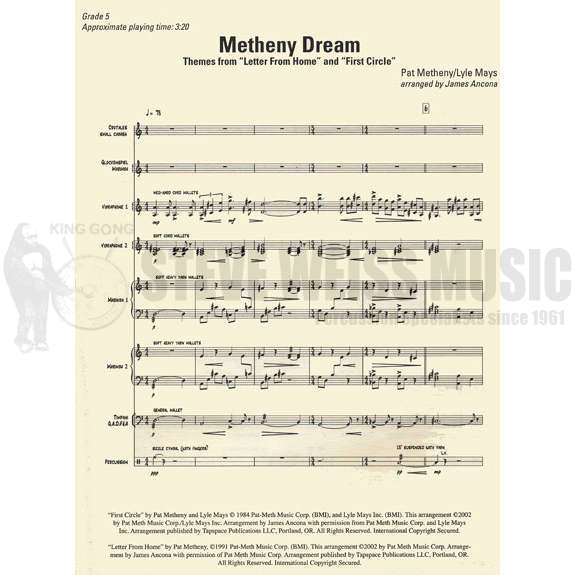 Metheny-Metheny Dream arr. Ancona (SP)-B/2V/C/Cro./3M/5T/P