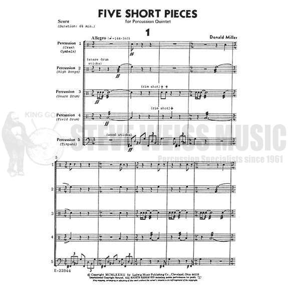 Miller, D.-Five Short Pieces-P/4T/X/M/B/C