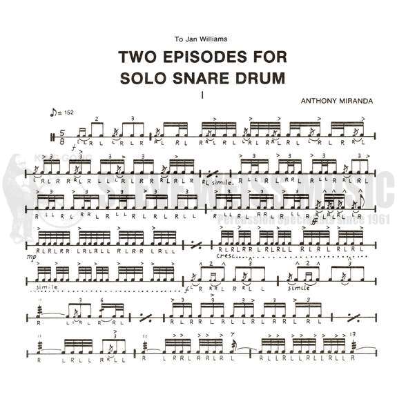 Miranda-Two Episodes for Solo Snare Drum-SD