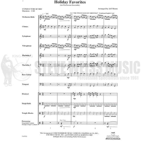 Moore, J. (arr.)-Holiday Favorites (SP)-B/V/C/X/2M/4T/DS/P/BG
