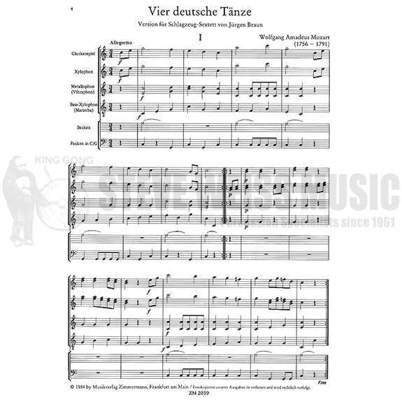 Mozart-Vier Deutsche Tanze (SP)-Braun-B/X/V/M/P/2T