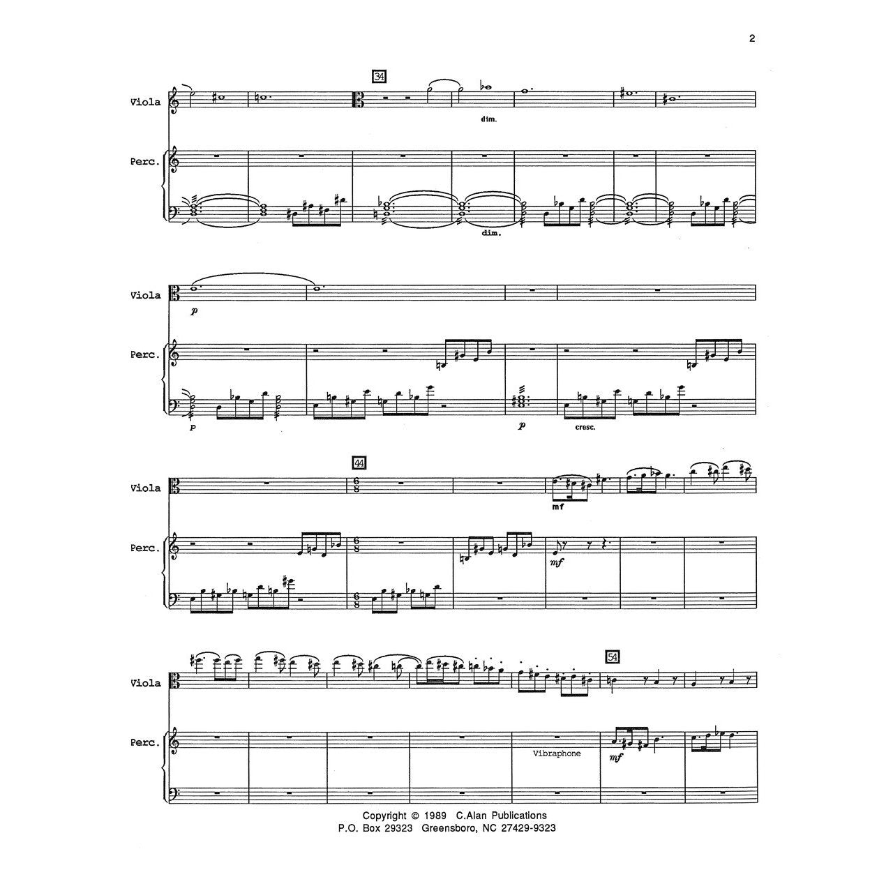 Music for Viola & Percussion Duet Charles Knox sample Page