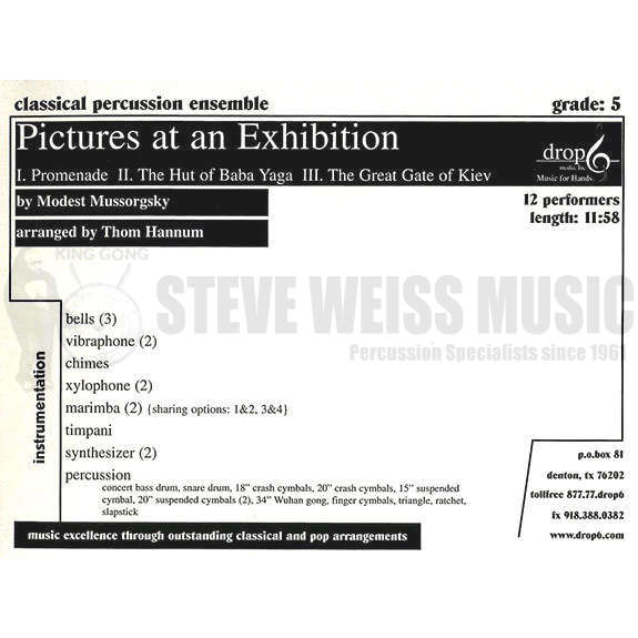 Mussorgsky-Pictures at an Exhibition arr. Hannum (SP)-3B/2V/C/2X/2M/4T/P/2synth