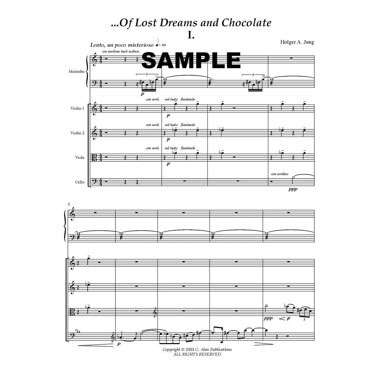 Of lost dreams & chocolate marimba & string quartet by holger jung score example