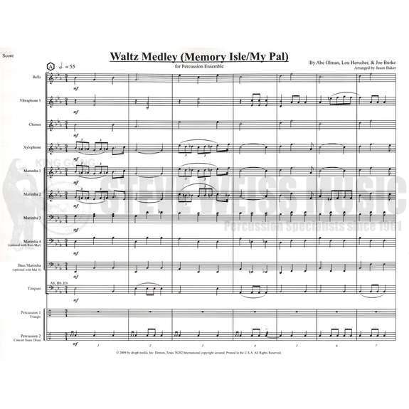 Olman-Waltz Medley: Memory Isle/My Pal arr. Baker (SP)-B /V/C/X/4M/opt. BM/3T/P