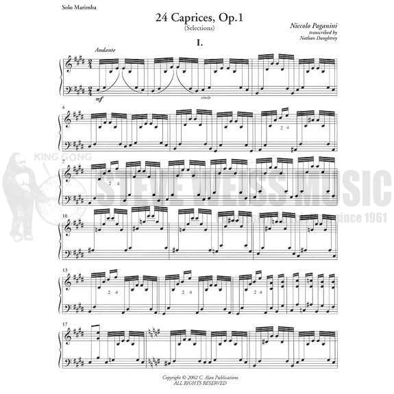 Paganini-24 Caprices, Op. 1 #1: Andante in E major arr. Daughtr