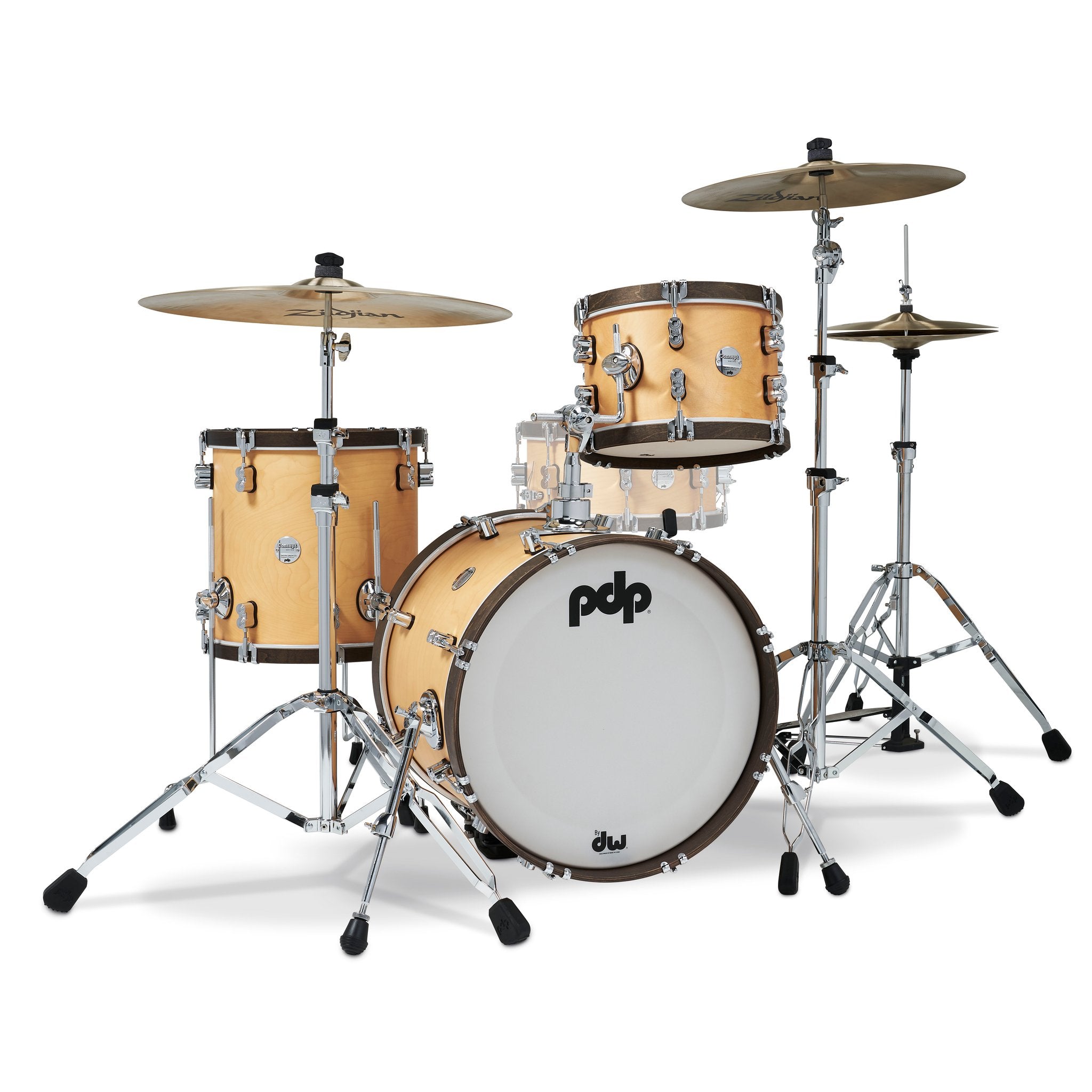 PDP Concept Maple Classic Bop 3 Piece Shell Pack Natural Finish Walnut Hoop pdcc1803nw