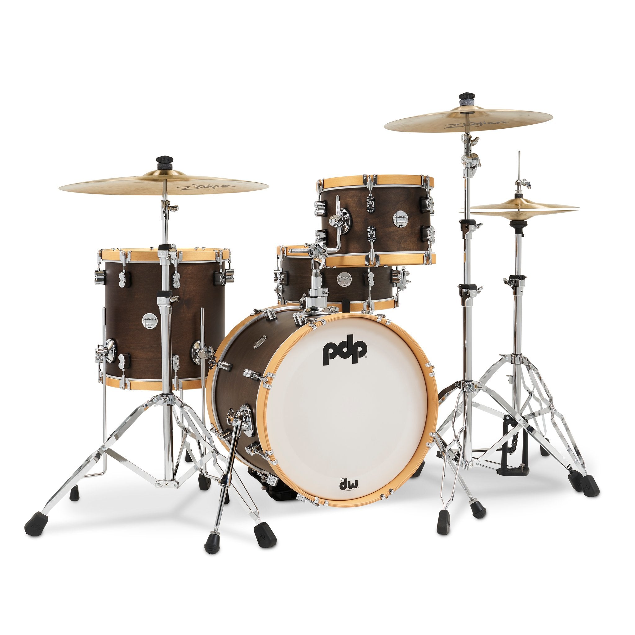 PDP Concept Maple Classic Bop 3 Piece Shell Pack Walnut with Natural Hoops pdcc1803wn