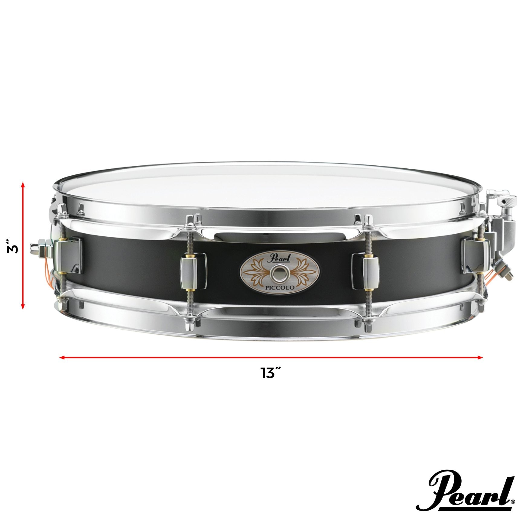 Pearl Black Steel Piccolo Snare Drum (S1330B) - 13x3 - Image 3
