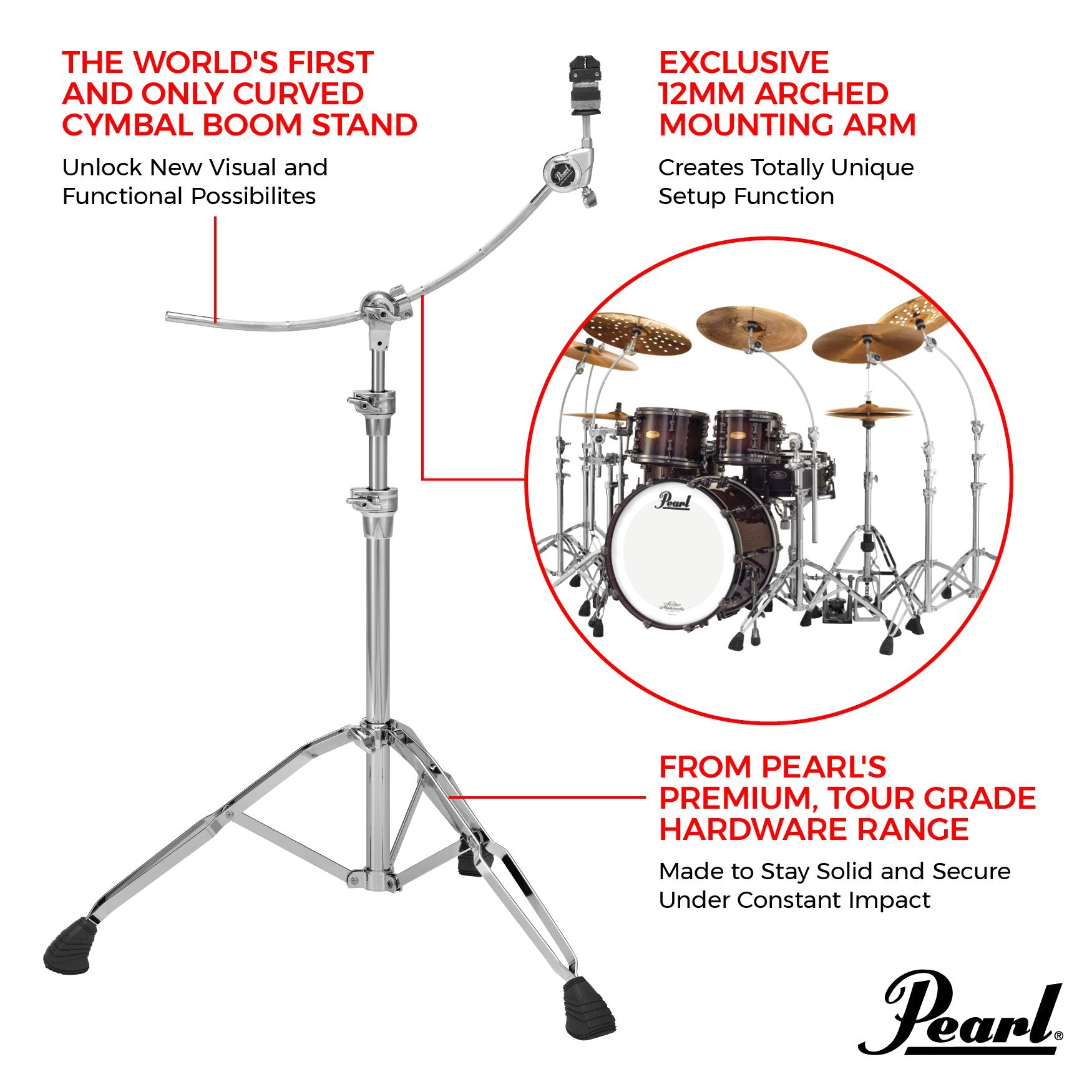 Pearl Curved Boom Cymbal Stand - Image 3