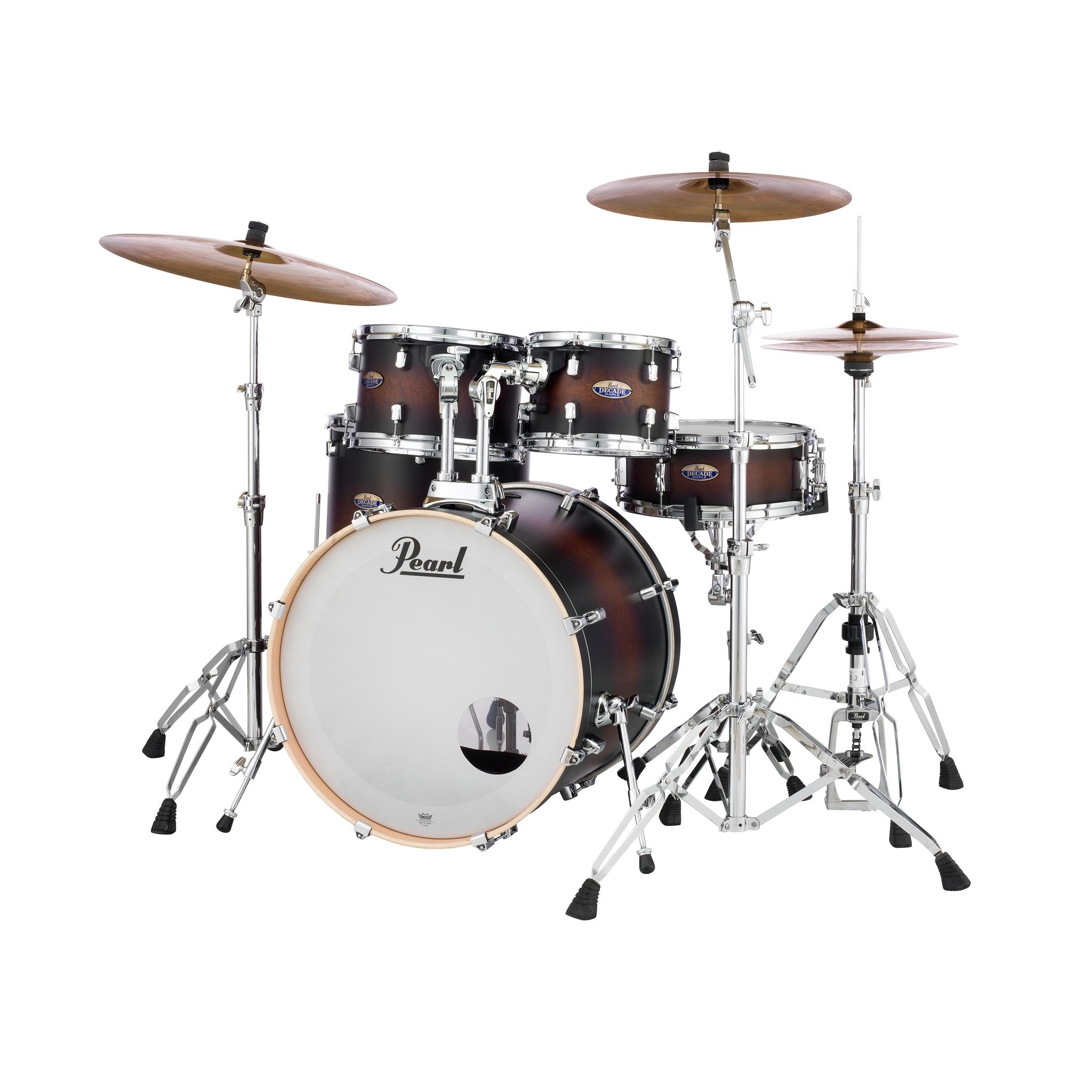 Pearl Decade Maple 5-piece Drum Set Shell Pack - 20" Bass Drum - Satin Brown Burst - Image 4