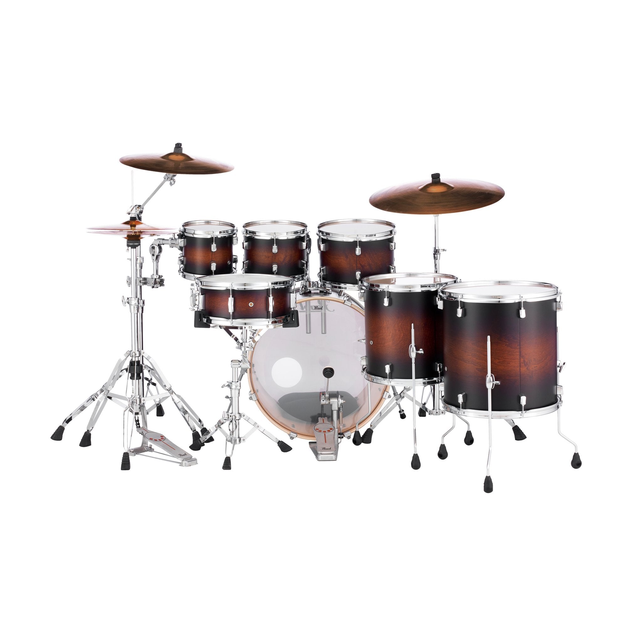 Pearl Decade Maple 7-piece Drum Set Shell Pack - 22" Bass Drum - Satin Brown Burst - Image 3