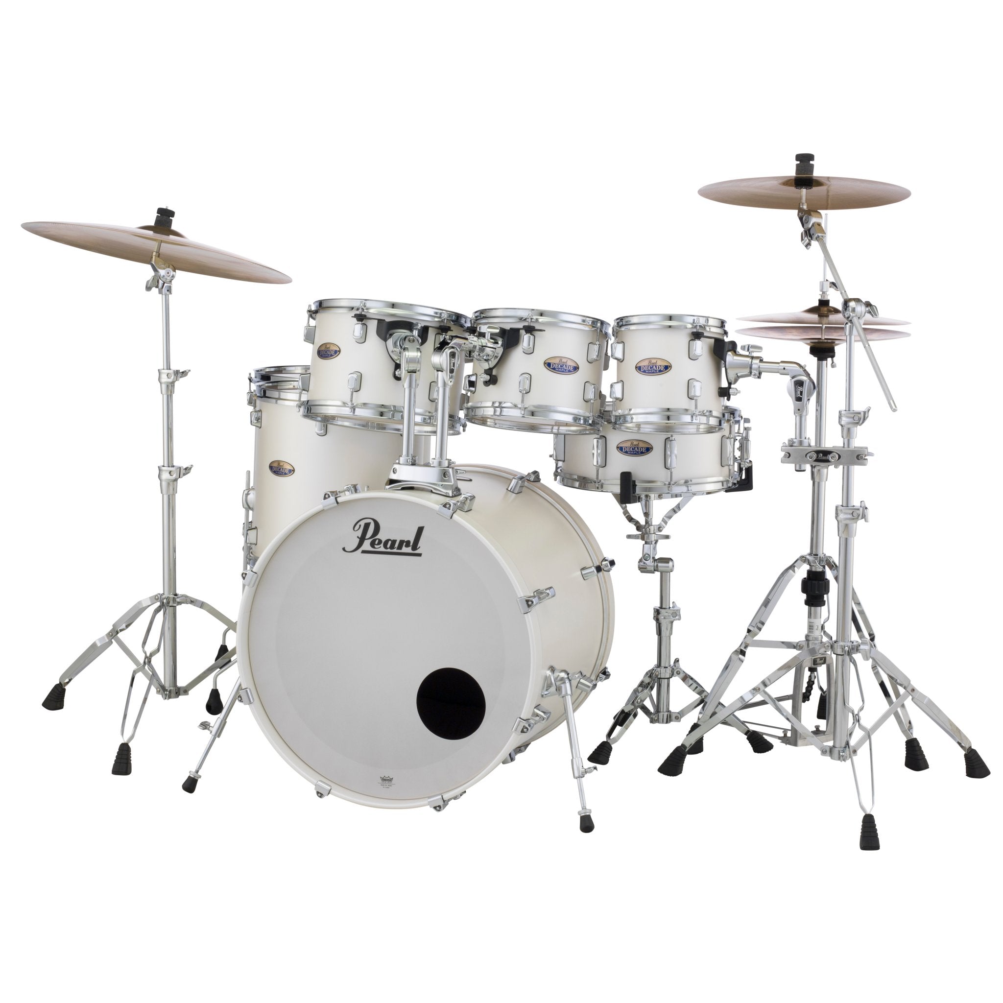 Pearl Decade Maple 7-piece Drum Set Shell Pack - 22" Bass Drum - White Satin Pearl - Image 2