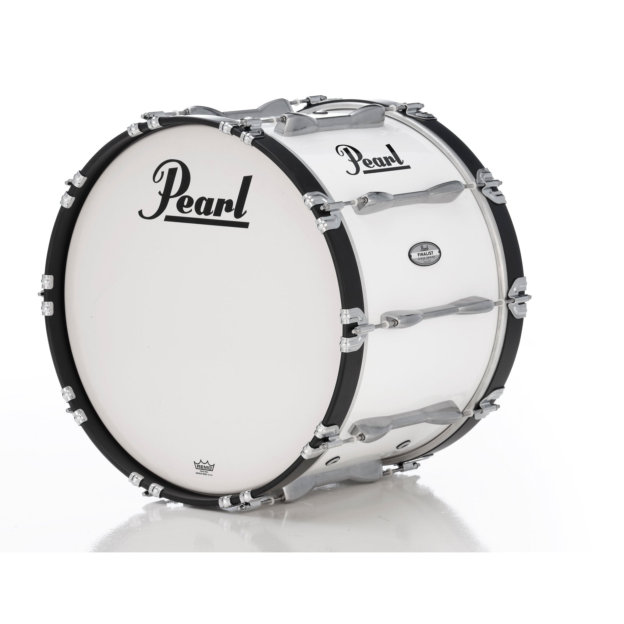 Pearl Finalist Birch Marching Bass Drum - 20" x 14" - Pure White - Image 3