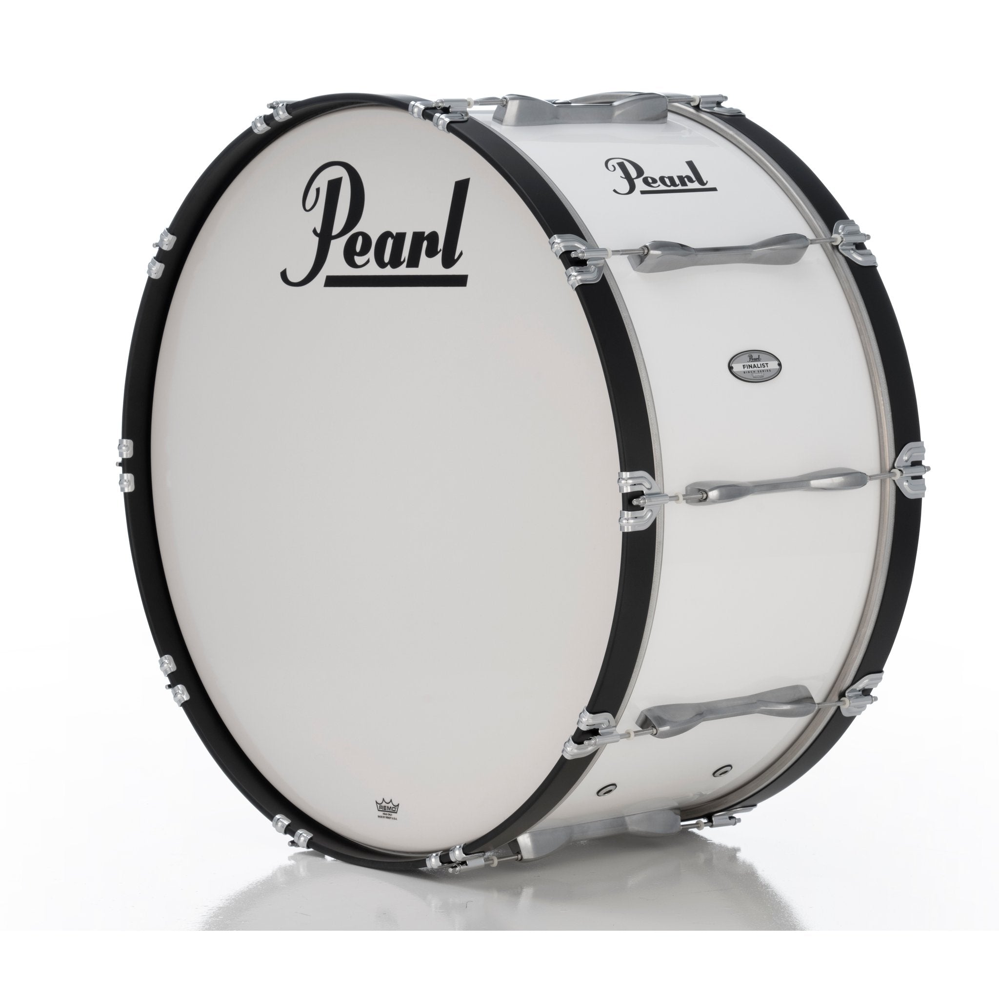 Pearl Finalist Birch Marching Bass Drum - 30" x 14" - Pure White - Image 3