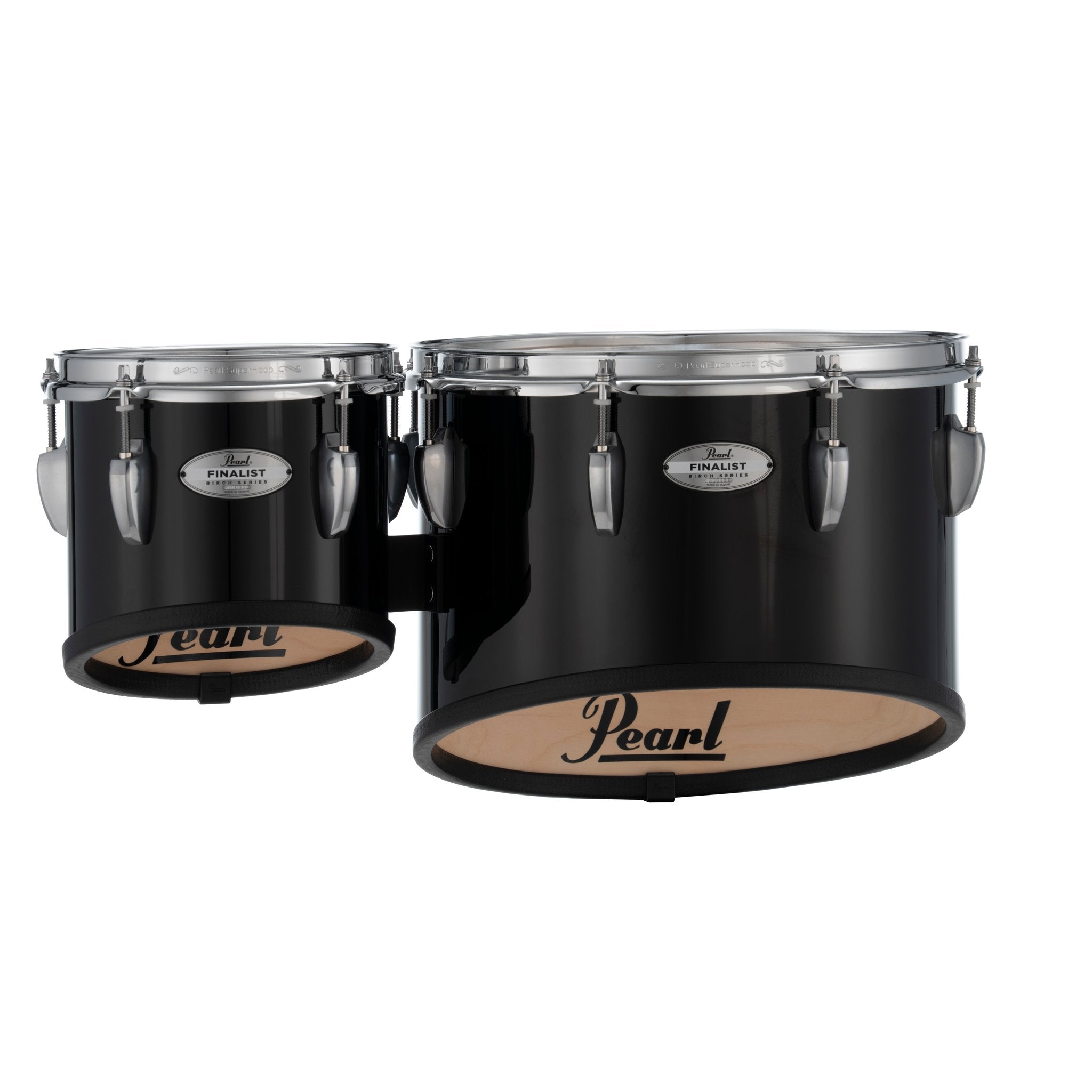 Pearl Finalist Birch Marching Duo Tenor Set with Mounts for CXS2 - 14"/8" - Midnight Black - Image 2