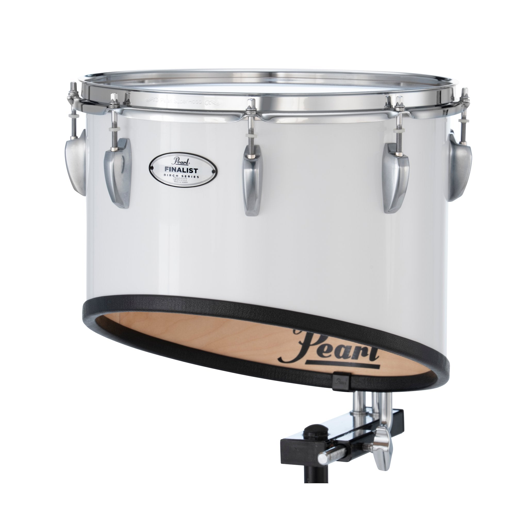 Pearl Finalist Birch Marching Tenor Drum - 14" - Pure White - With Mounts for CXS-2 - Image 2