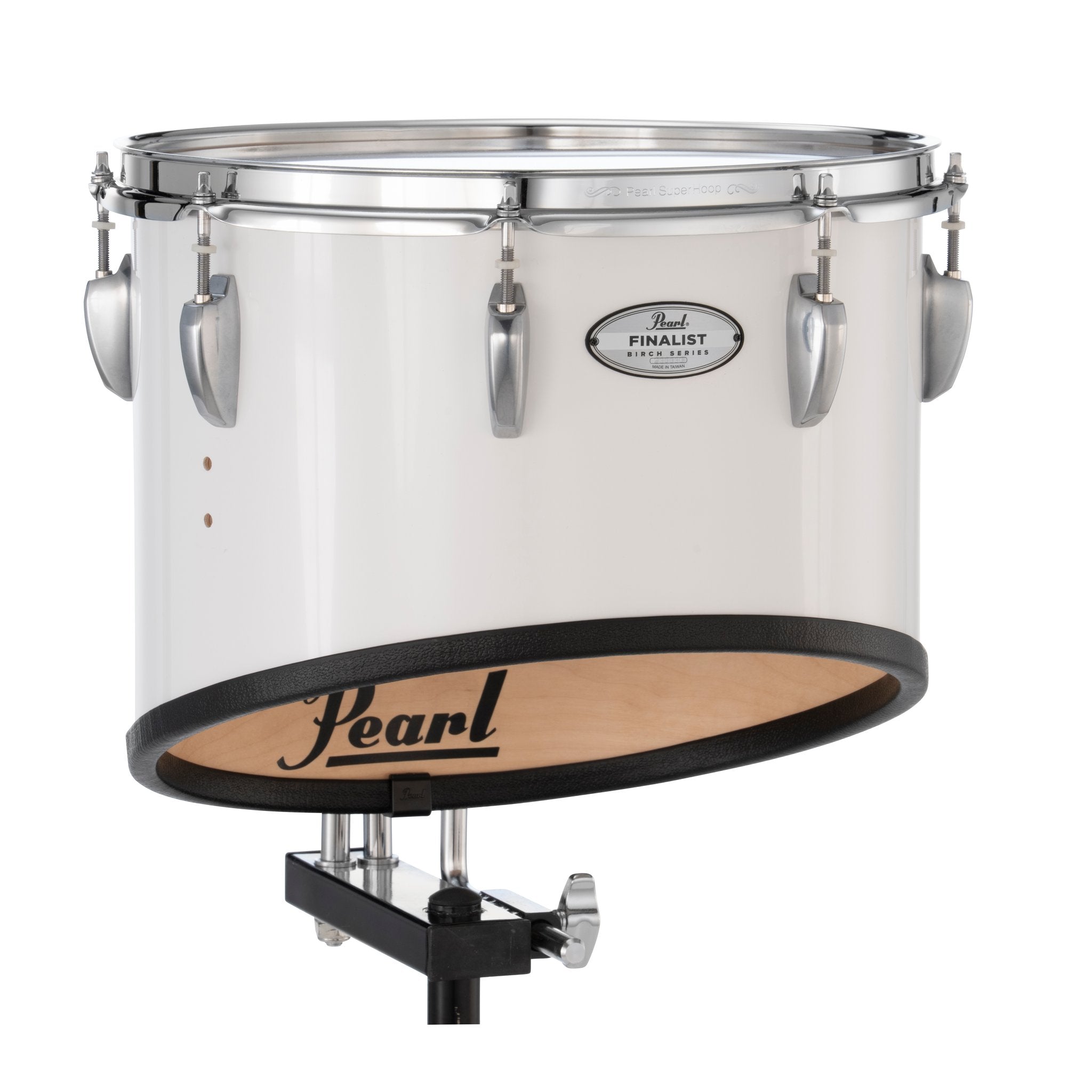 Pearl Finalist Birch Marching Tenor Drum - 14" - Pure White - With Mounts for CXS-2 - Image 3