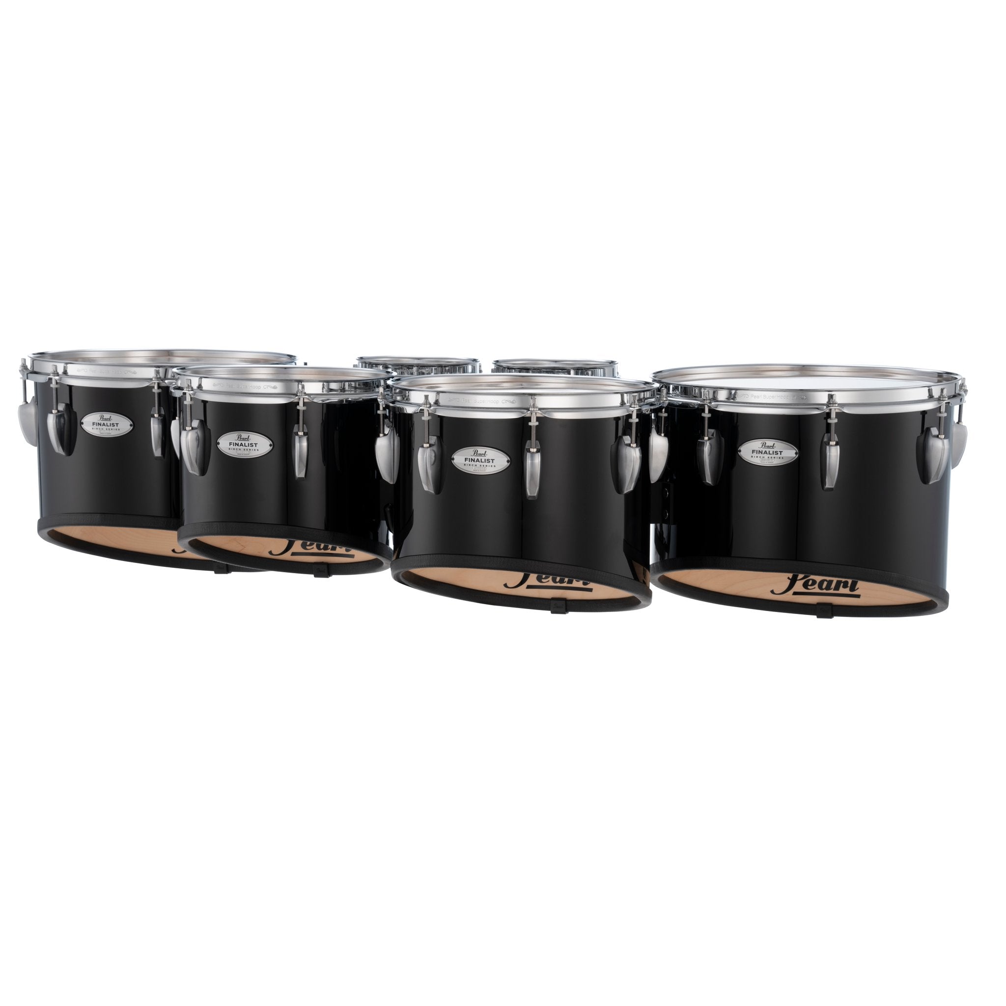 Pearl Finalist Birch Sextet Marching Tenor Set - 6"/6"/10"/12"/13"/14" - Midnight Black - Image 3
