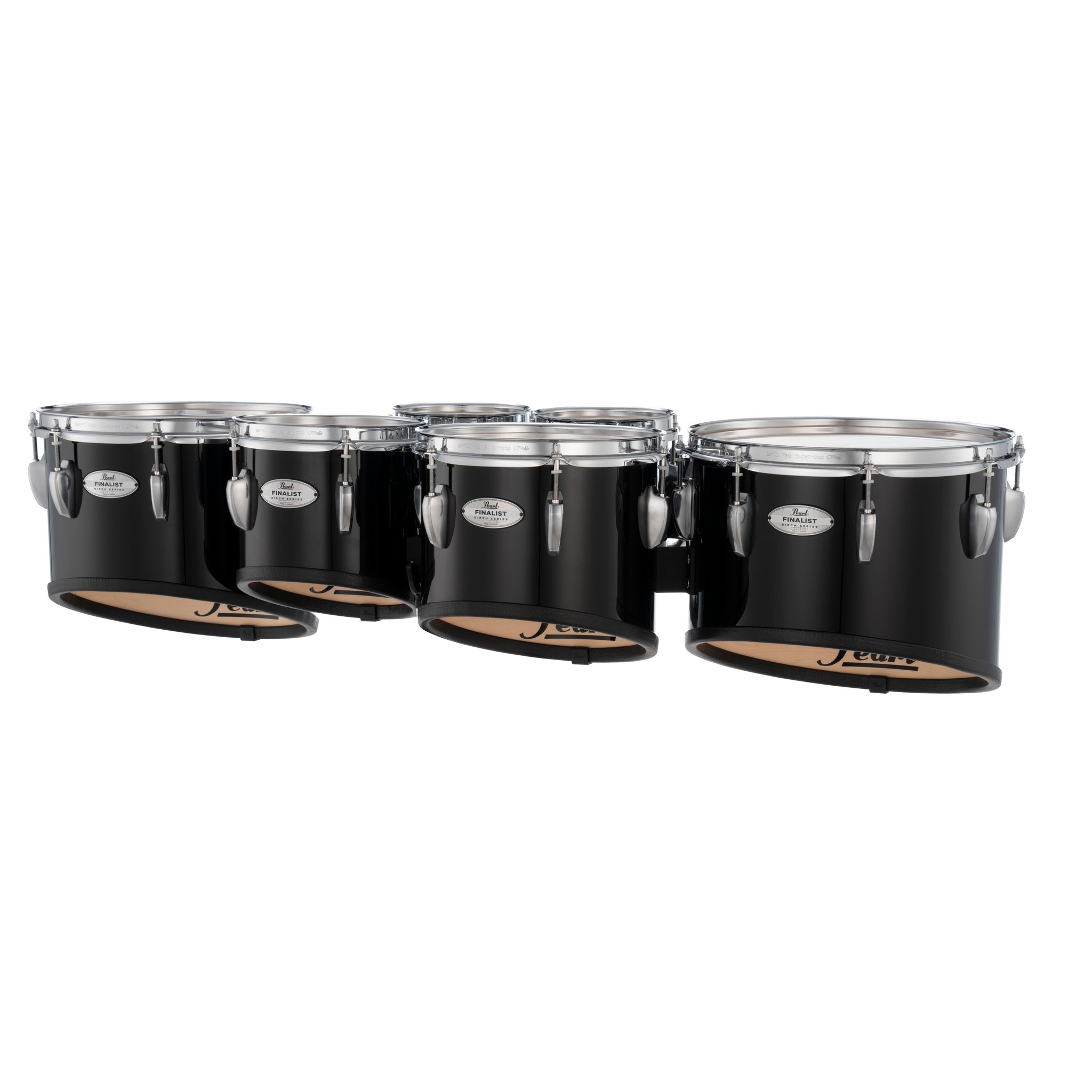 Pearl Finalist Birch Sextet Marching Tenor Set - 6"/6"/8"/10"/12"/13" - Midnight Black - Image 5