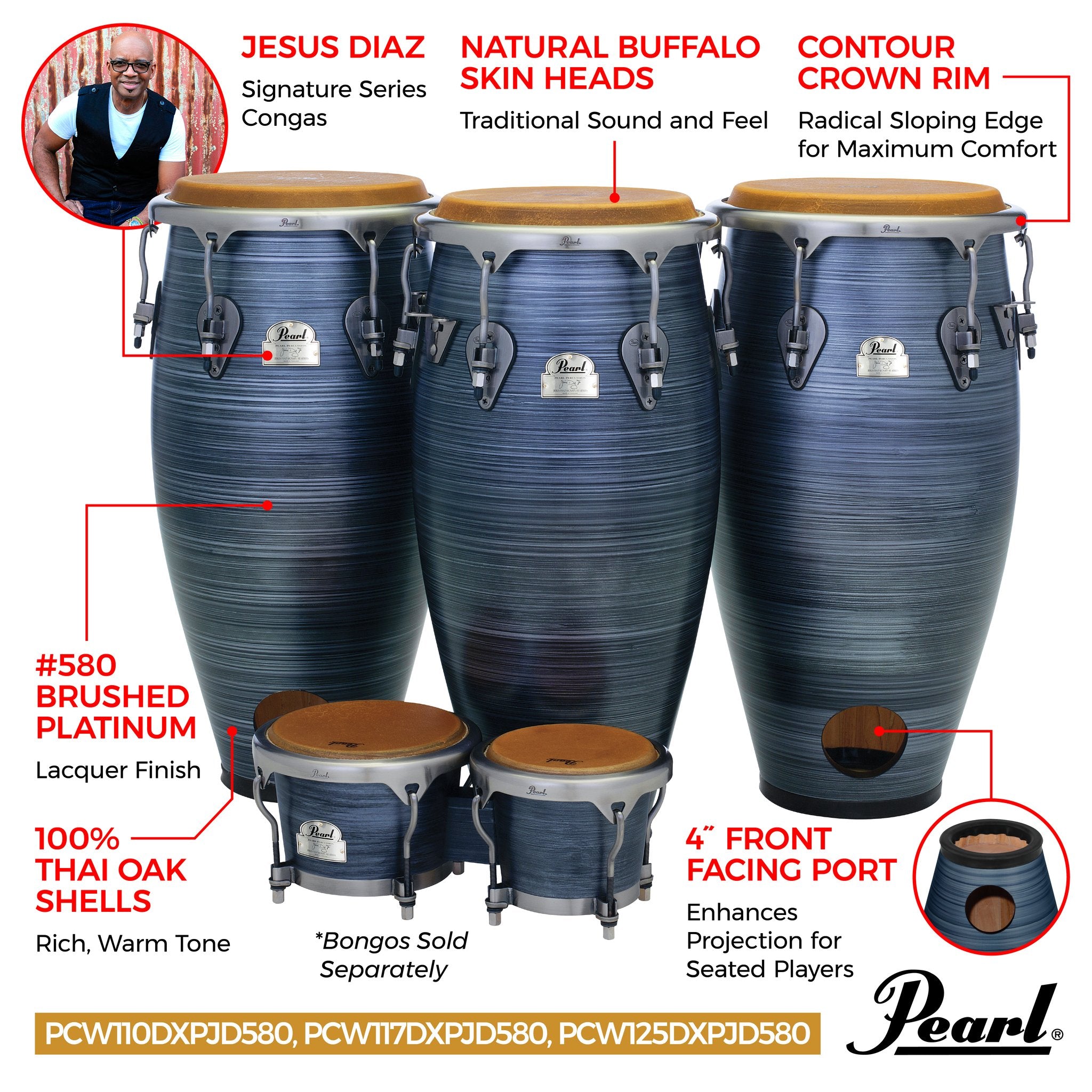 Pearl Jesus Diaz Signature Tumba - 12.5" - Brushed Platinum - Image 2