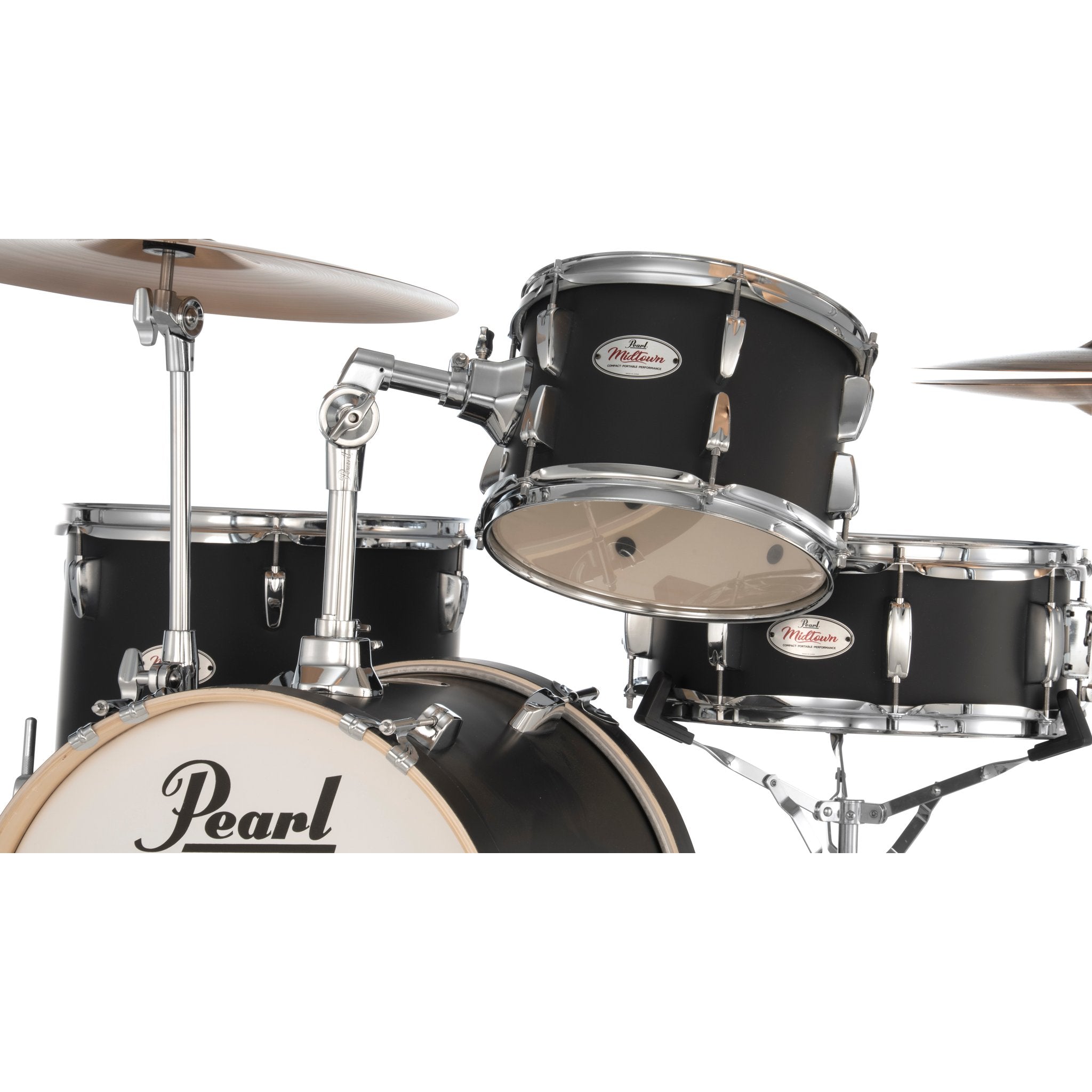 Pearl Midtown Compact 4-piece Drum Set with Hardware - 16" Bass Drum - Matte Asphalt Black - Image 4