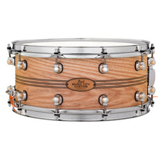 Pearl Music City Custom Solid Ash with Boxwood Rose Tri-Band Inlay Natural Finish Snare Drum - 14x6.5 - Image 1