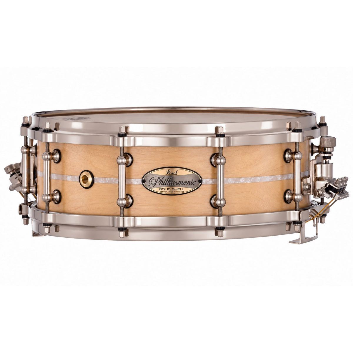 Pearl Philharmonic Solid Shell Maple Concert Snare Drum 14x5 Fully Rounded Bearing Edges Nicotine White Marine Inlay PHSM1450R/N1005