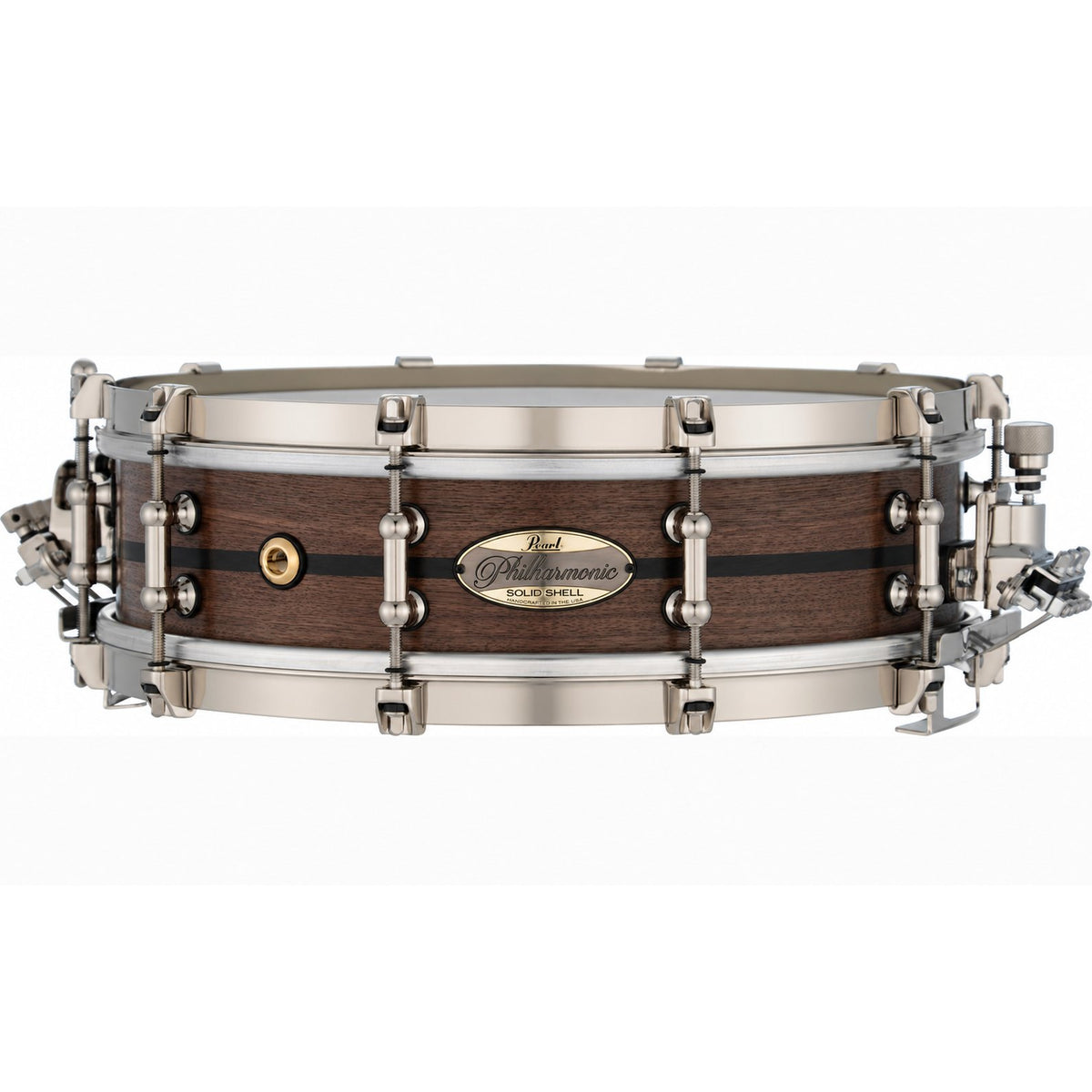 Pearl Philharmonic Solid Shell Walnut Concert Snare Drum 14x4 45 Degree Bearing Edges Ebony Single Inlay PHSW1440/N1007