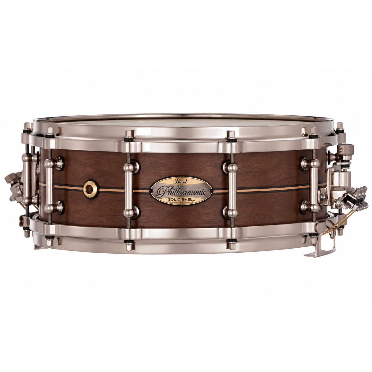 Pearl Philharmonic Solid Shell Walnut Concert Snare Drum Fully Rounded Bearing Edges Boxwood-Rose Single Inlay PHSW1450R/N1006