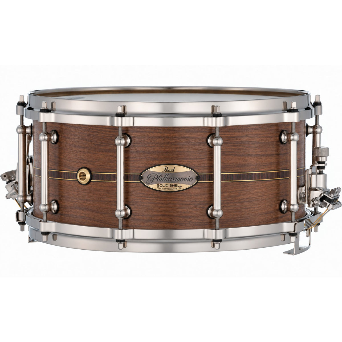 Pearl Philharmonic Solid Shell Walnut Concert Snare Drum14x6.5 45 Degree Bearing Edges Kingwood Center Inlay PHSW1465/N1001