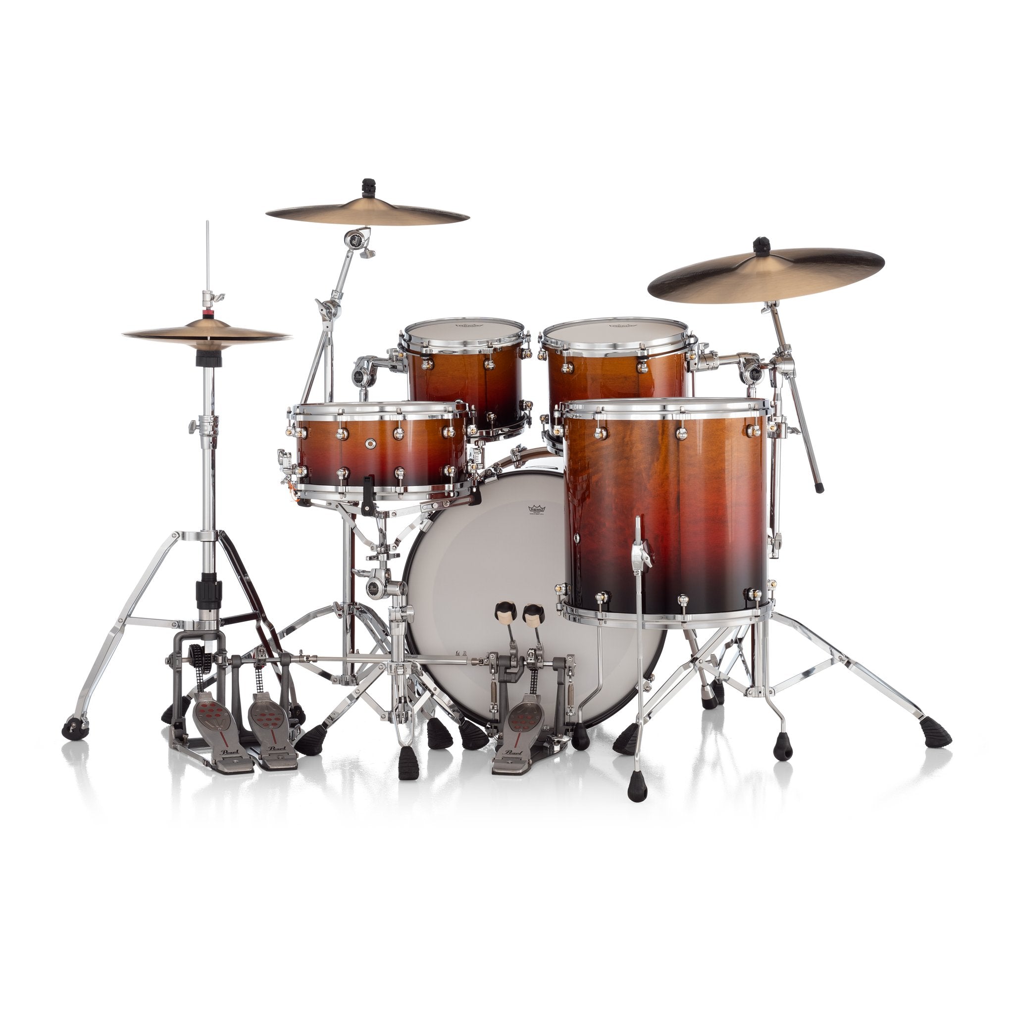 Pearl Reference One 4-piece Drum Set Shell Pack - 22" x 18" Bass Drum - 7/8" Tom Mount - Cherry Amber Fade - Image 4