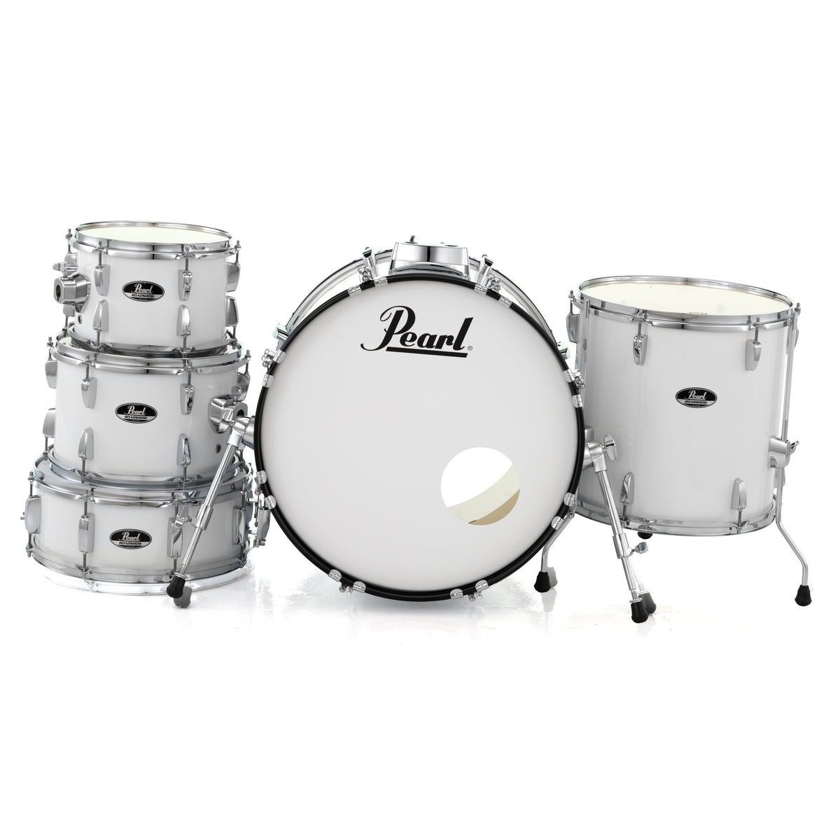 Pearl Roadshow 5-piece Drum Set with Hardware and Cymbals - 20" Bass Drum - Pure White - Image 3