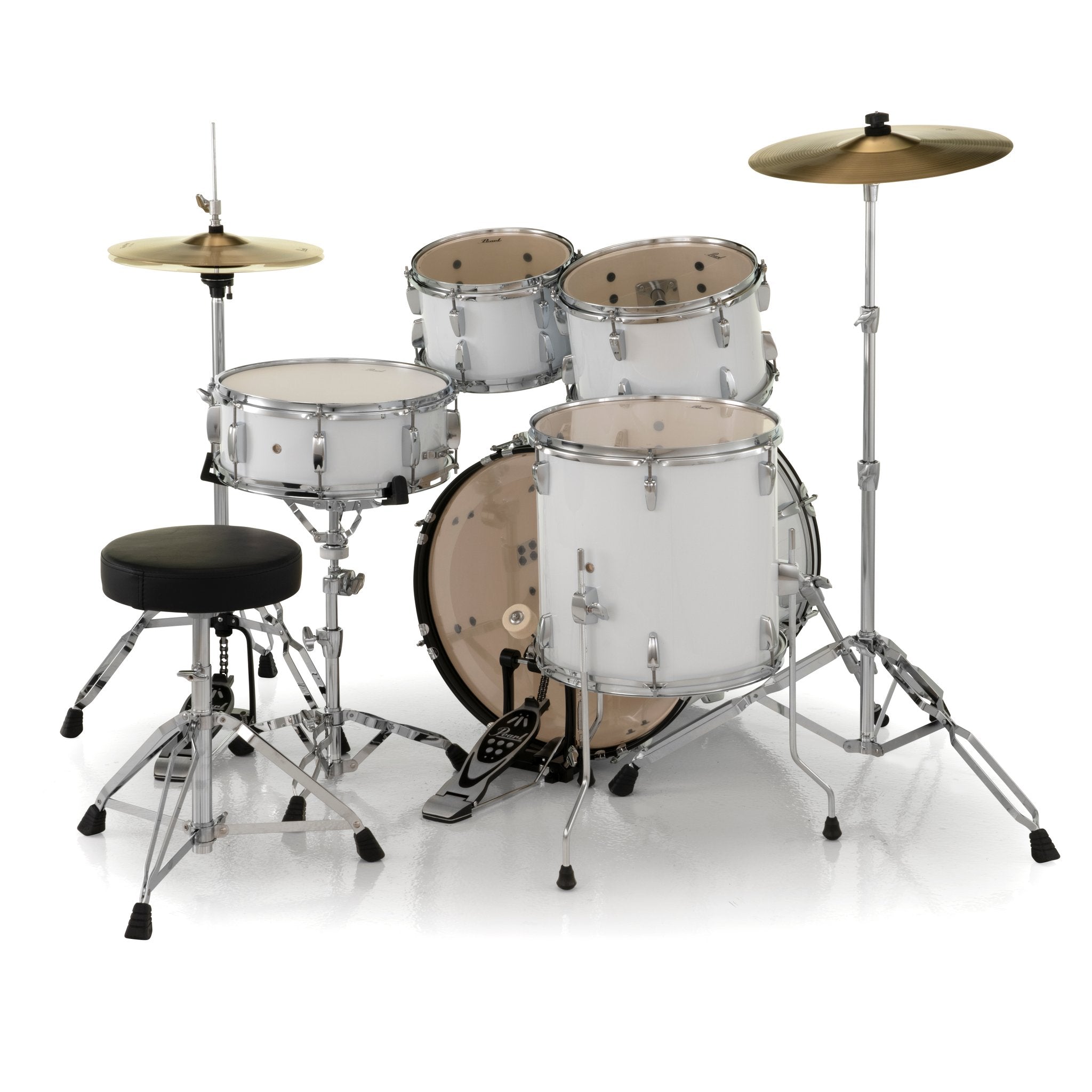 Pearl Roadshow 5-piece Drum Set with Hardware and Cymbals - 20" Bass Drum - Pure White - Image 4