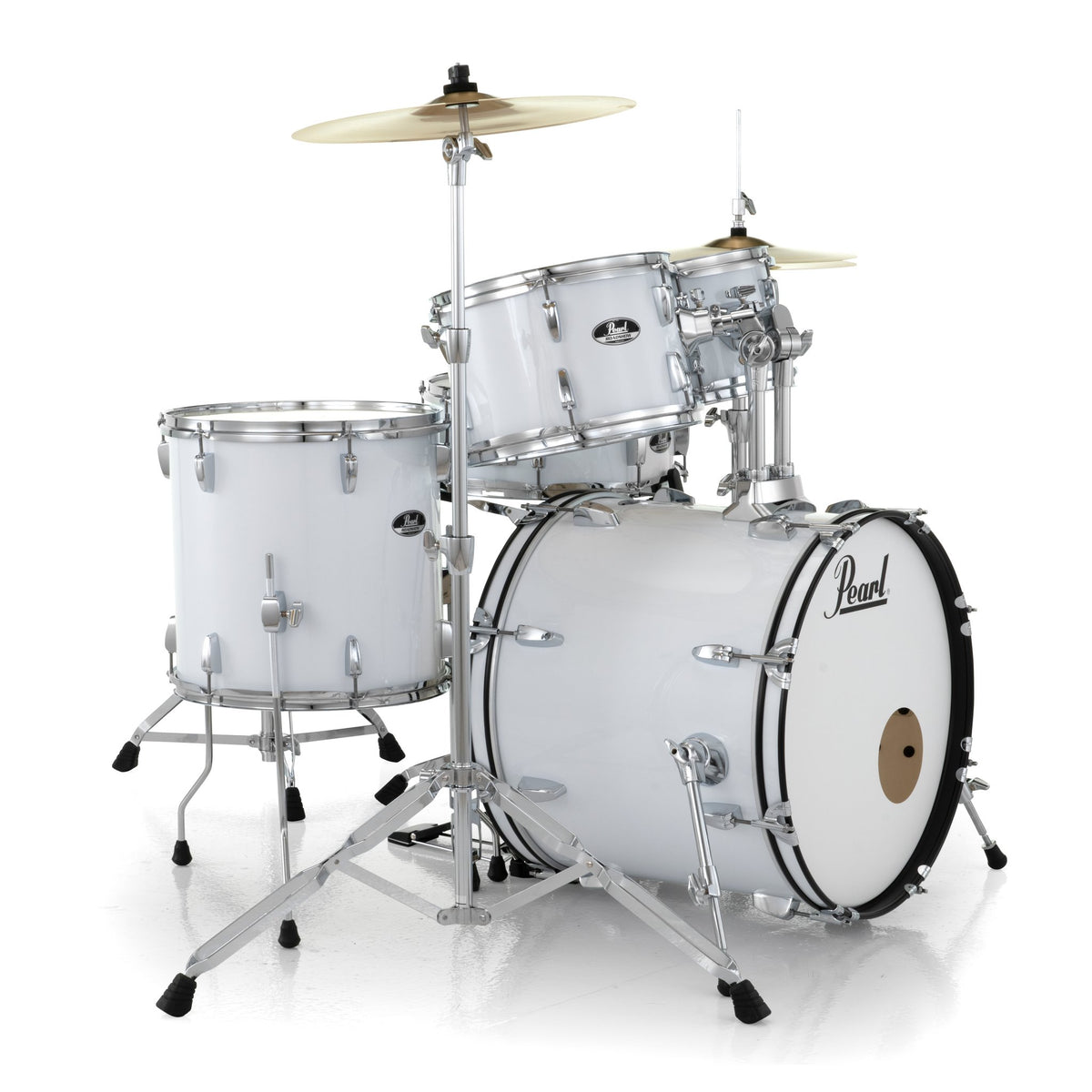 Pearl Roadshow 5-piece Drum Set with Hardware and Cymbals - 20" Bass Drum - Pure White - Image 5