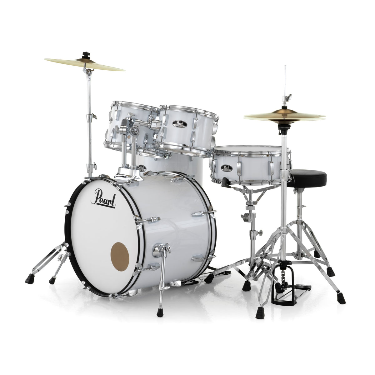 Pearl Roadshow 5-piece Drum Set with Hardware and Cymbals - 20" Bass Drum - Pure White - Image 6