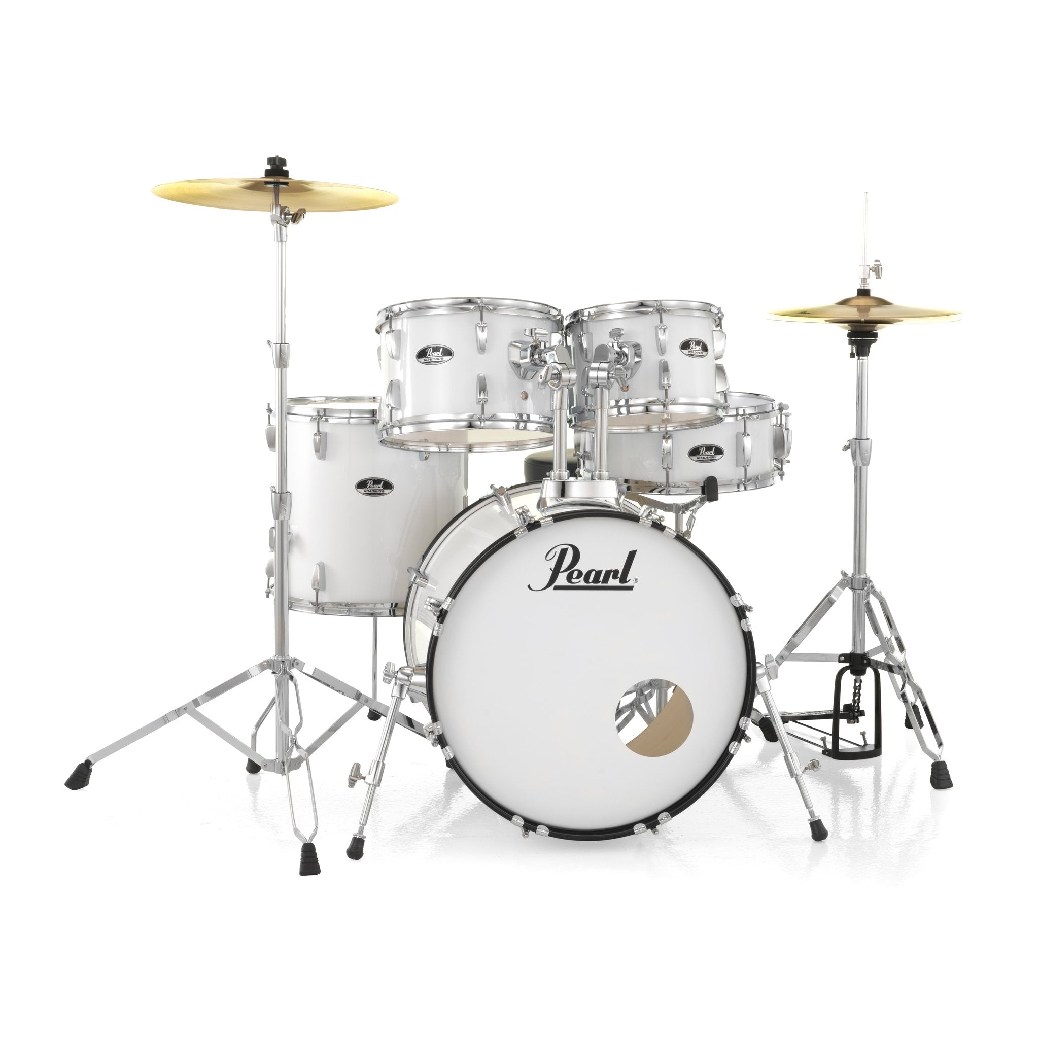 Pearl Roadshow 5-piece Drum Set with Hardware and Cymbals - 20" Bass Drum - Pure White - Image 7