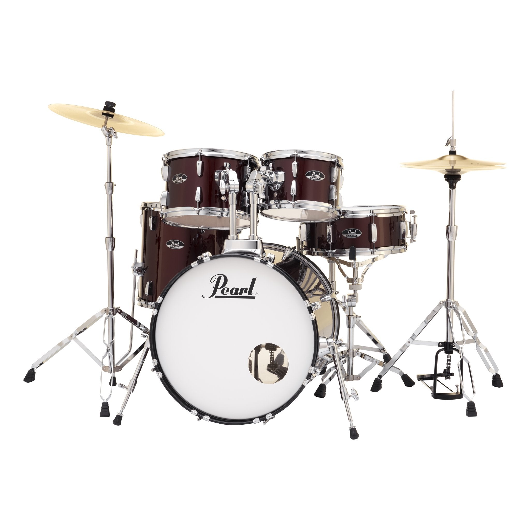 Pearl Roadshow 5-piece Drum Set with Hardware and Cymbals - 20" Bass Drum - Wine Red - Image 3