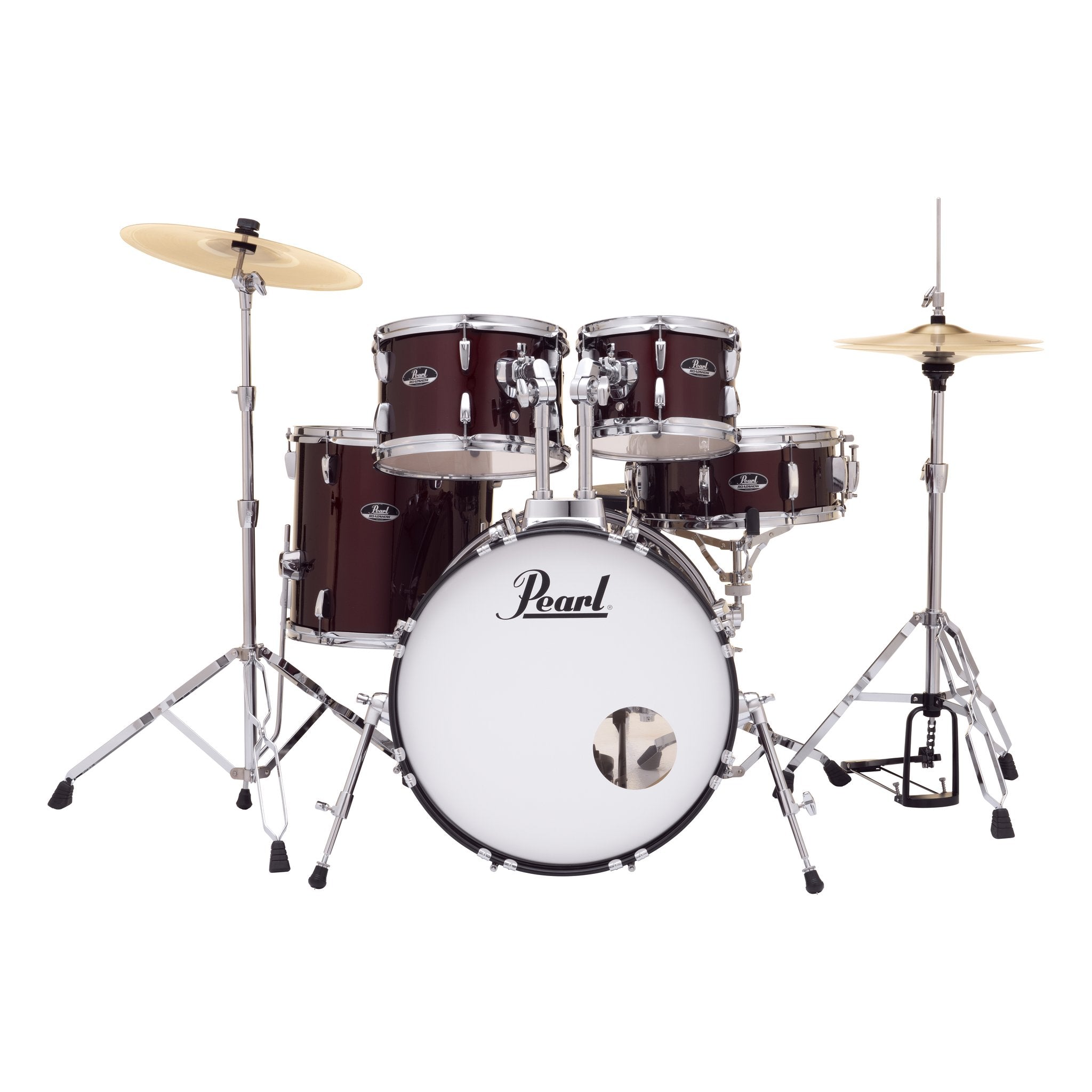 Pearl Roadshow 5-piece Drum Set with Hardware and Cymbals - 20" Bass Drum - Wine Red - Image 5