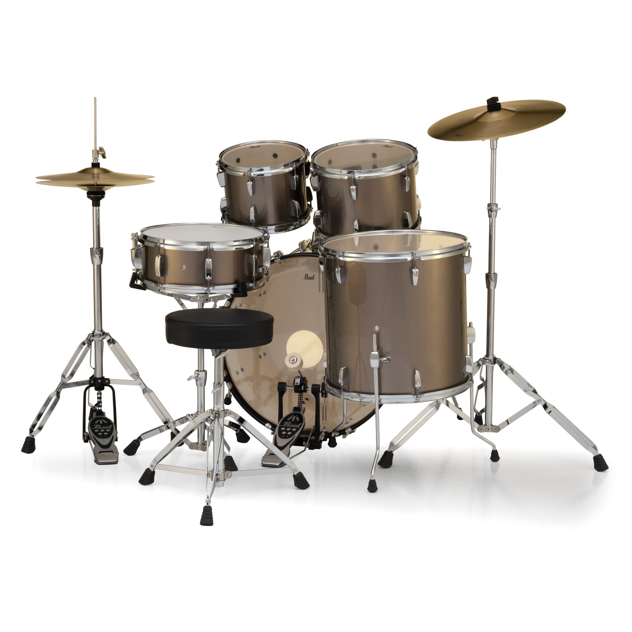 Pearl Roadshow 5-piece Drum Set with Hardware and Cymbals - 22" Bass Drum - Bronze Metallic - Image 3