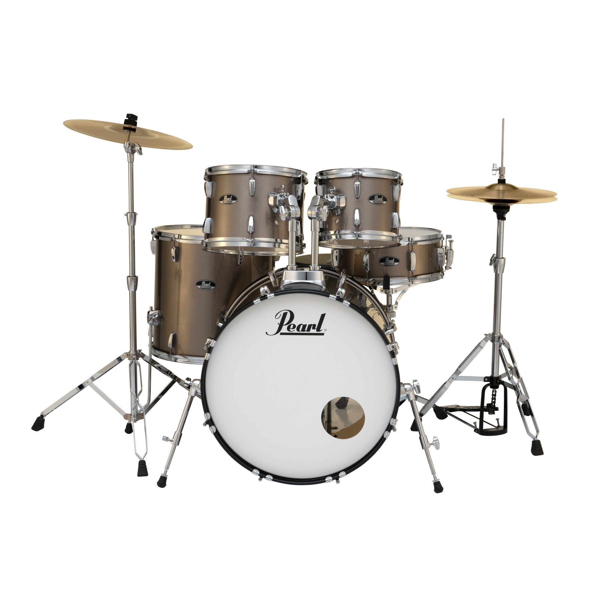 Pearl Roadshow 5-piece Drum Set with Hardware and Cymbals - 22" Bass Drum - Bronze Metallic - Image 4